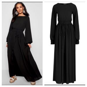 Boohoo shirred waist & cuff maxi dress size US 6